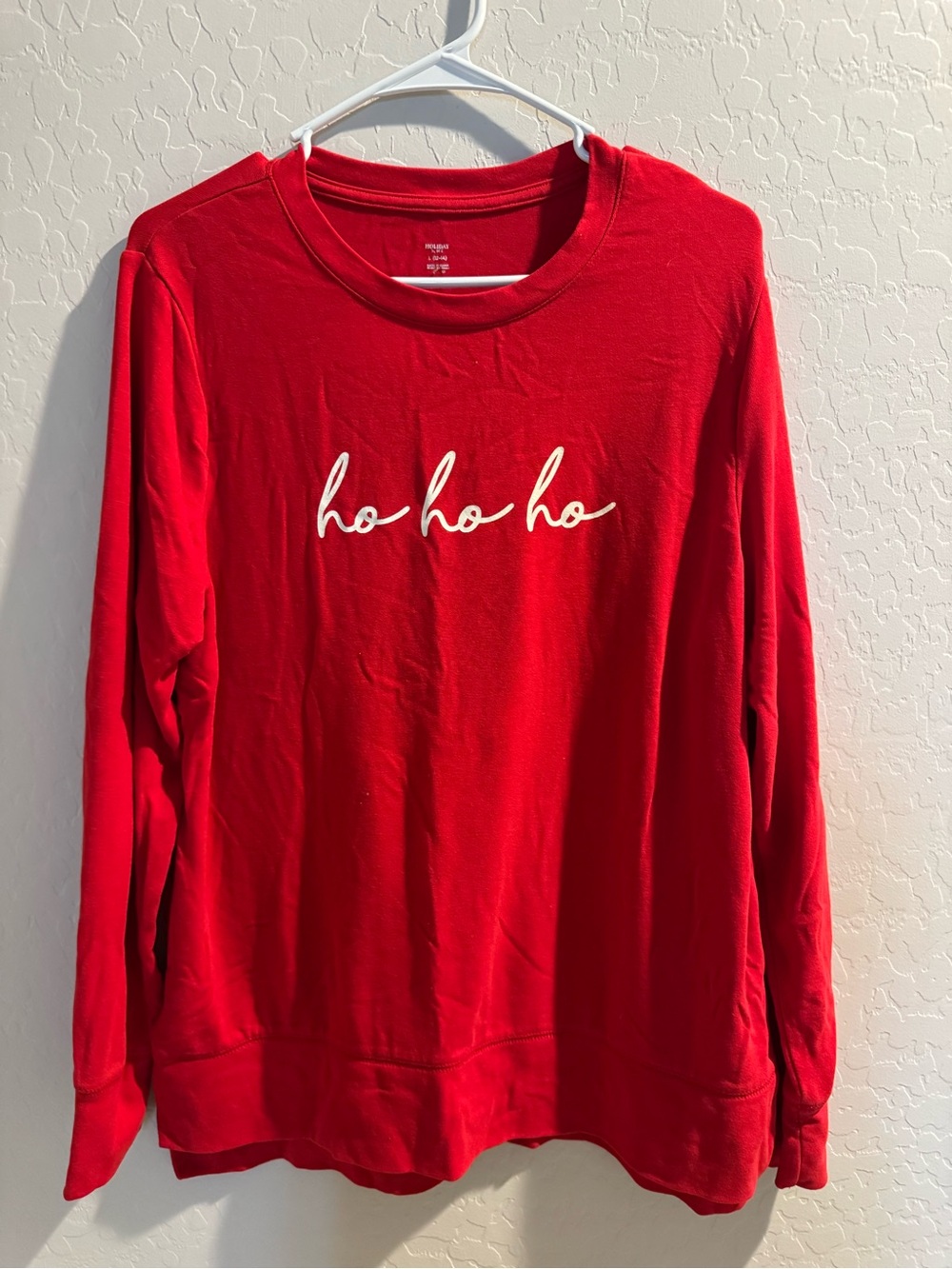 Holiday Time Red Sweatshirt with White "ho ho ho" Script